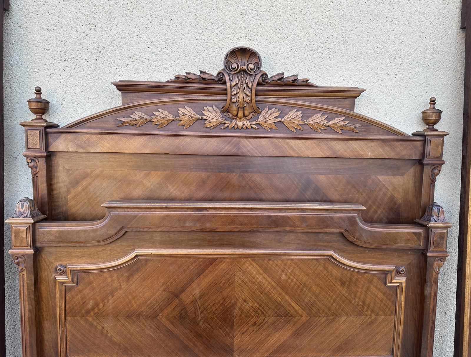 Antique French Carved Double Bed Frame Louis XVI Style photo for sale