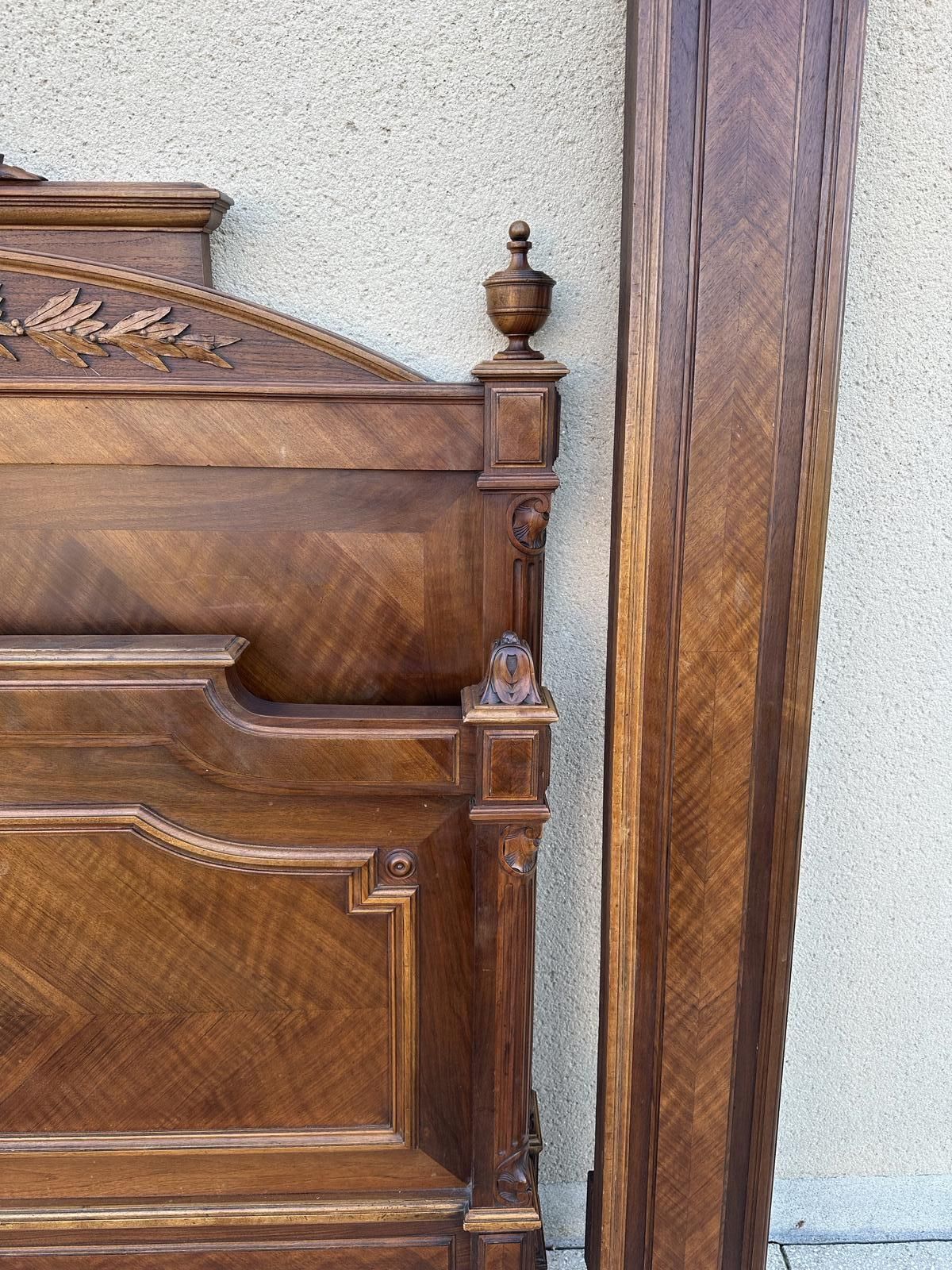 Antique French Carved Double Bed Frame Louis XVI Style photo Furniture