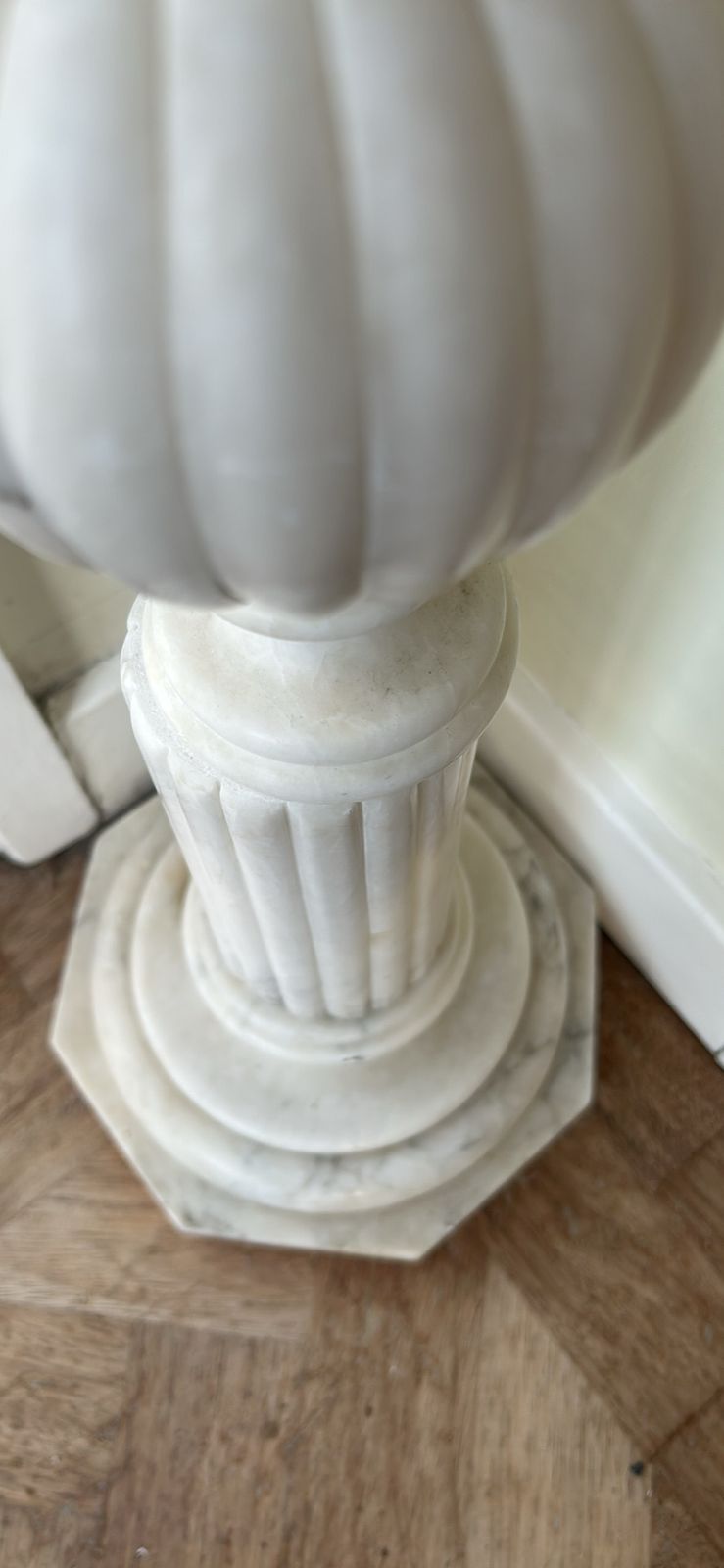 19th Century Italian Art Nouveau White Marble Veined Pedestal photo buy