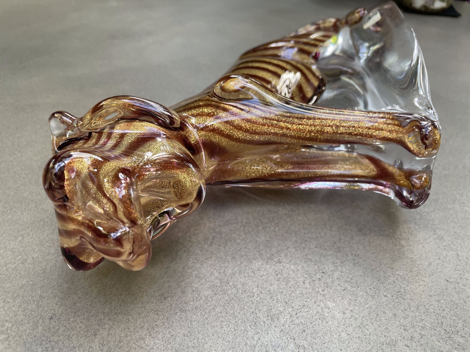 Tiger Glass And Crystal Statuette, By Marcolin Art Crystal photo Art