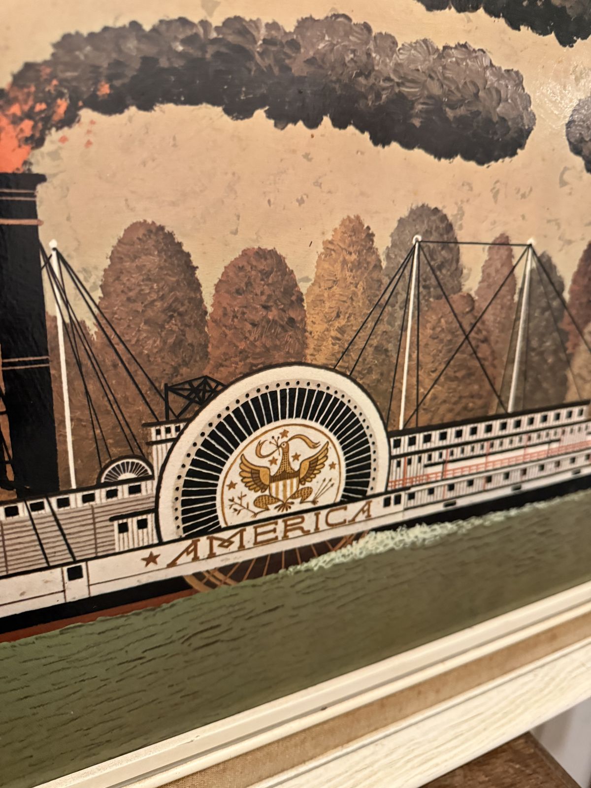 Vintage Charles Wysocki Americana Steamboat Print Framed Nautical Wall Art Decor photo buy
