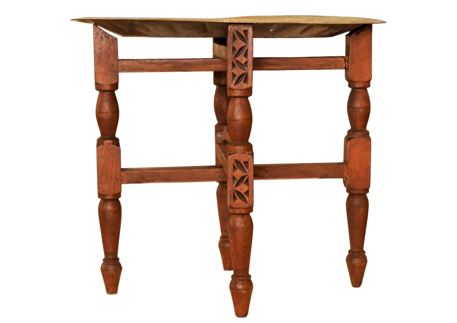 photo furniture Handcrafted Liberty Of London Folding Tea Table With Removable Brass Top 1900s