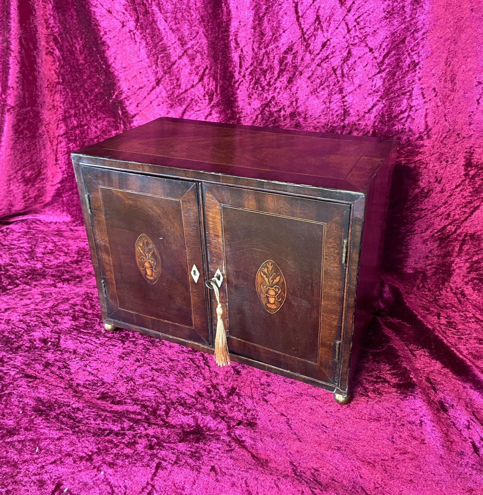 Furniture Georgian Small Inlaid Mahogany Spice Cabinet Circa 1810 photo