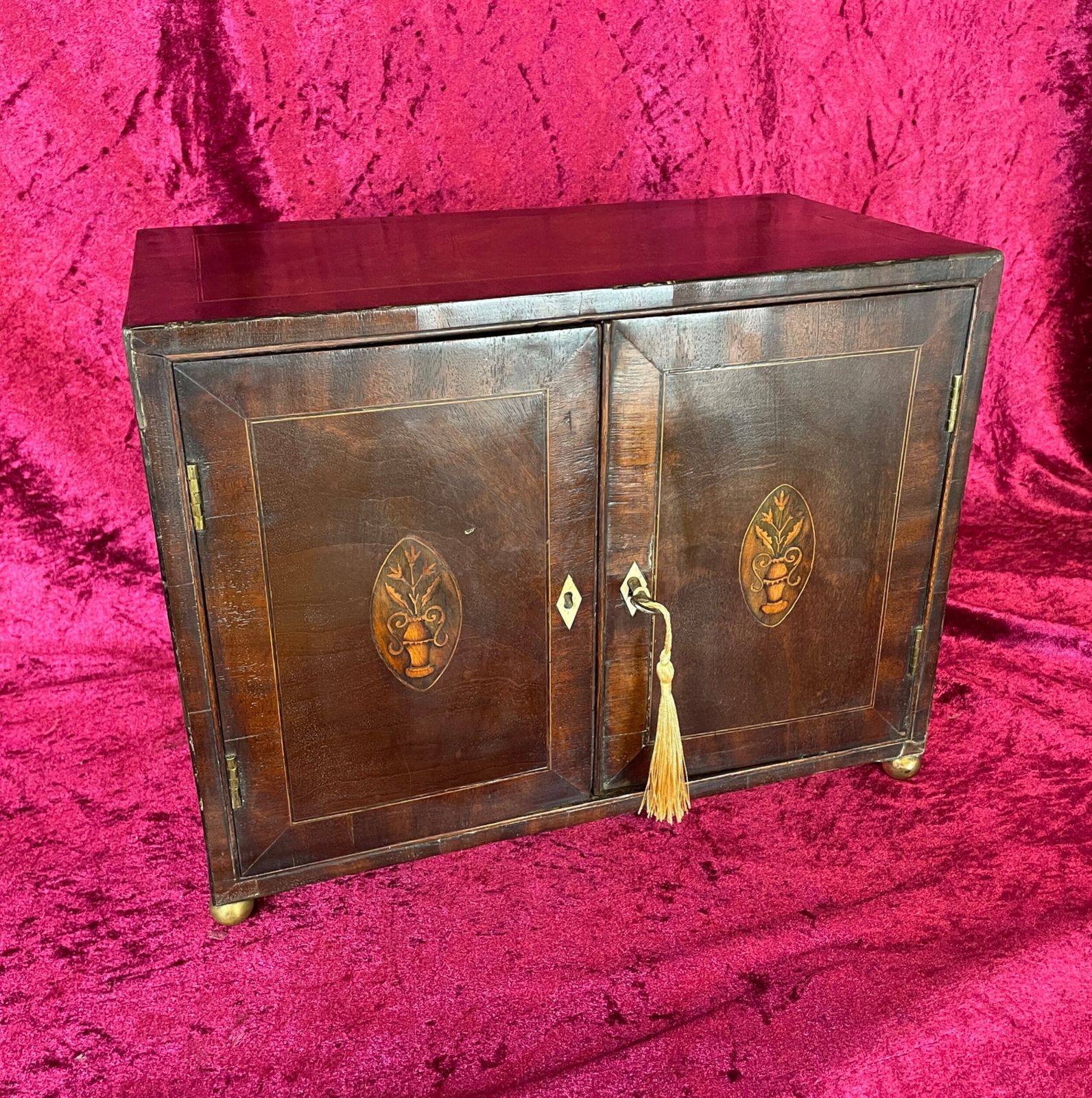 645.0 Georgian Small Inlaid Mahogany Spice Cabinet Circa 1810 photo