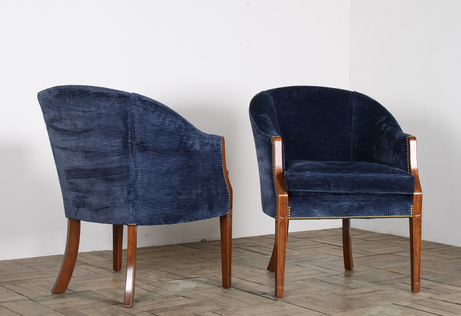 1895.0 A Pair Of Arthur Brett Tub Chairs In Navy Blue 1980s – Fine English Furniture photo