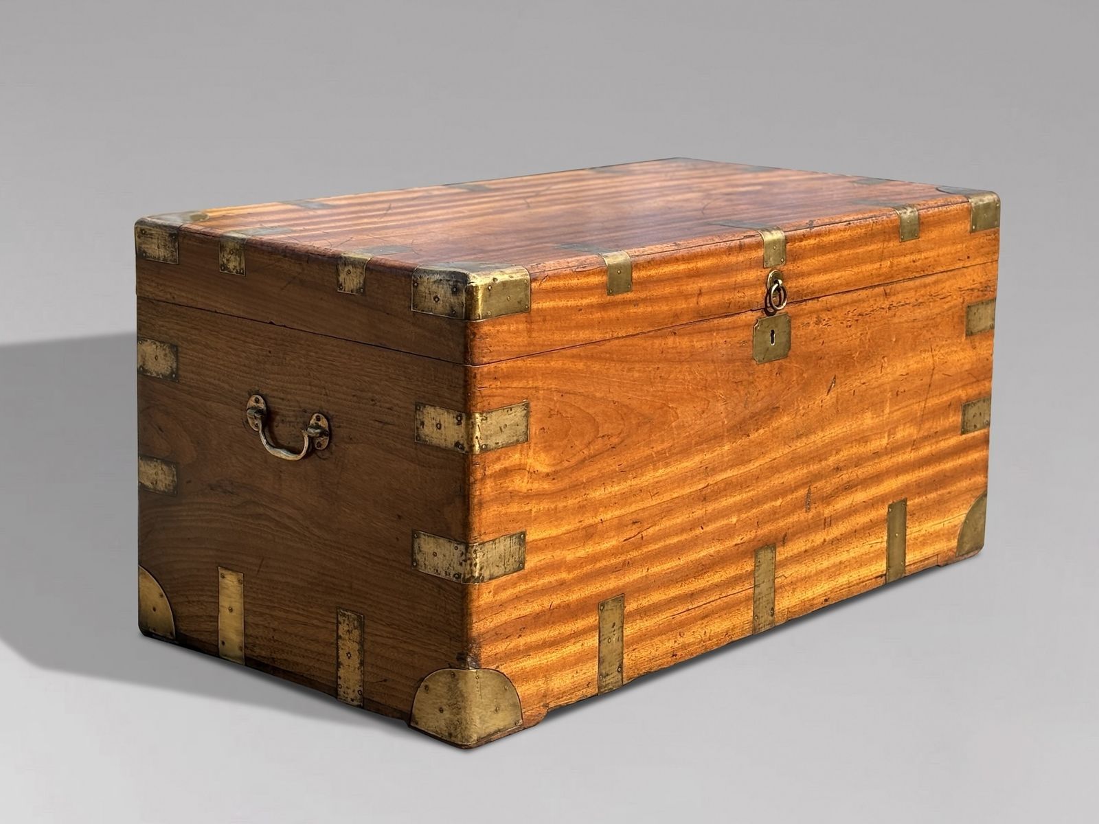 photo for sale Large 19th Century Camphor Wood Brass Bound Travelling Trunk