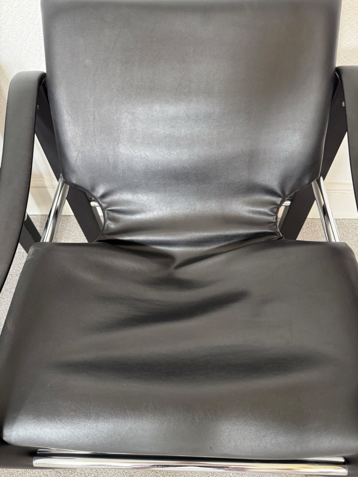 photo furniture Arkana Safari Chairs By Maurice Burke. Black & Chrome. Pair Of Chairs.