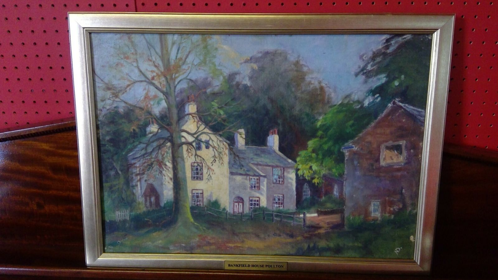 Lancashire Oil Painting On Canvas Layed Down On Board Titled Evening Glow Bankfield Poulton Le Fylde photo vintage
