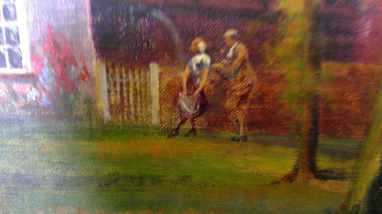 Lancashire,Poulton Le Fylde Interest,Oil Painting On Canvas Layed Down On Board.Titled The Farmhouse,Hardhorn photo vintage