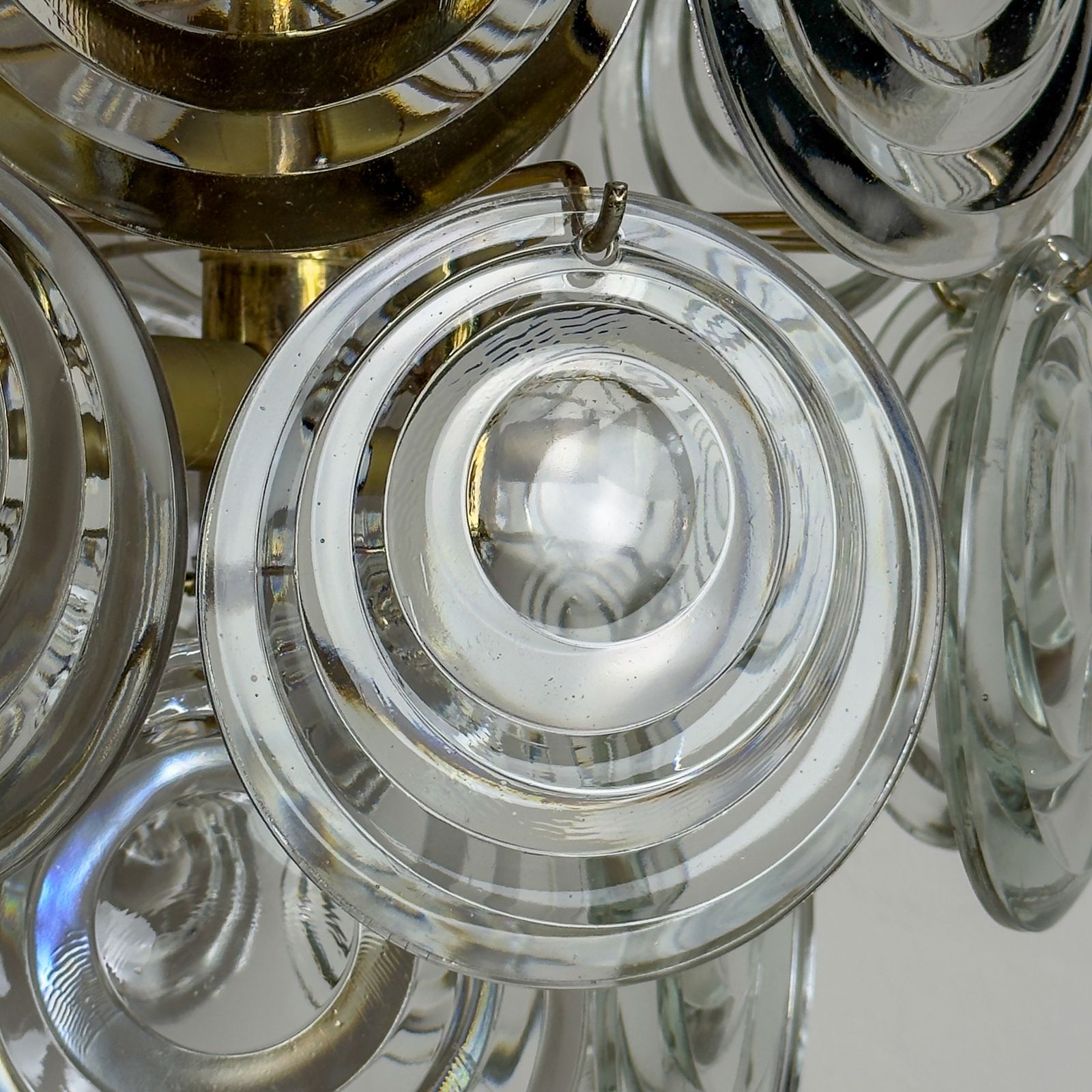 Vintage Glass Disc Chandelier, Italy 1970s photo vinterior