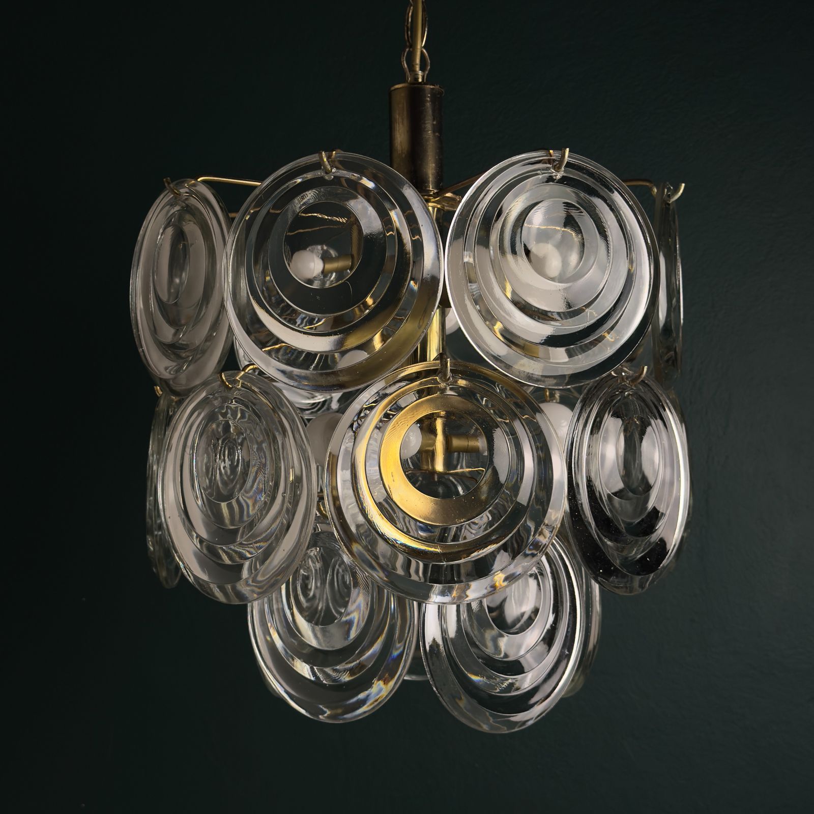 photo buy Vintage Glass Disc Chandelier, Italy 1970s