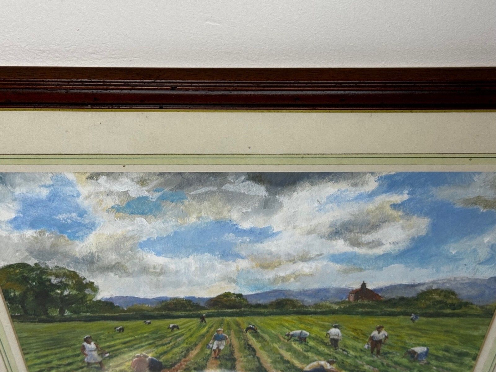 photo vinterior Leslie Grover – The Strawberry Pickers | British Impressionist Oil Painting | South Downs Landscape