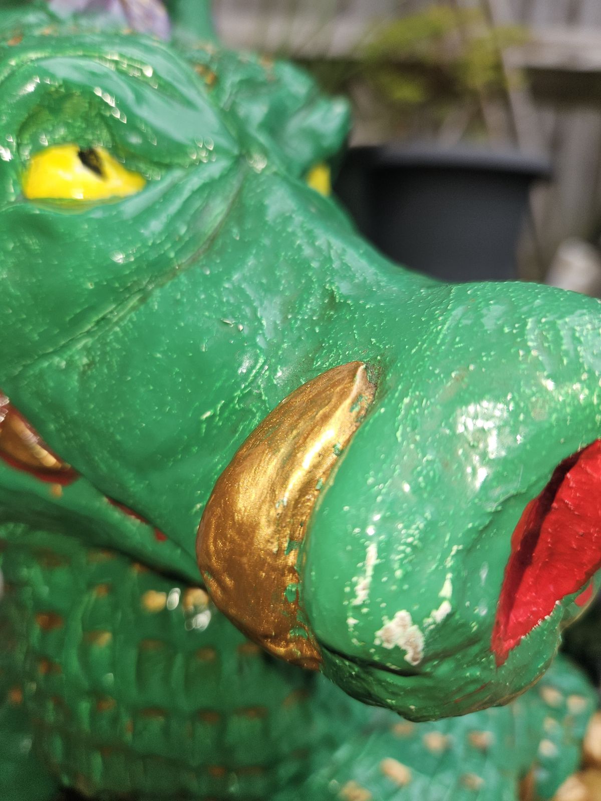 Dragon Concrete Garden Ornamental Statue Hand Painted Heavy Stone photo Garden Decor