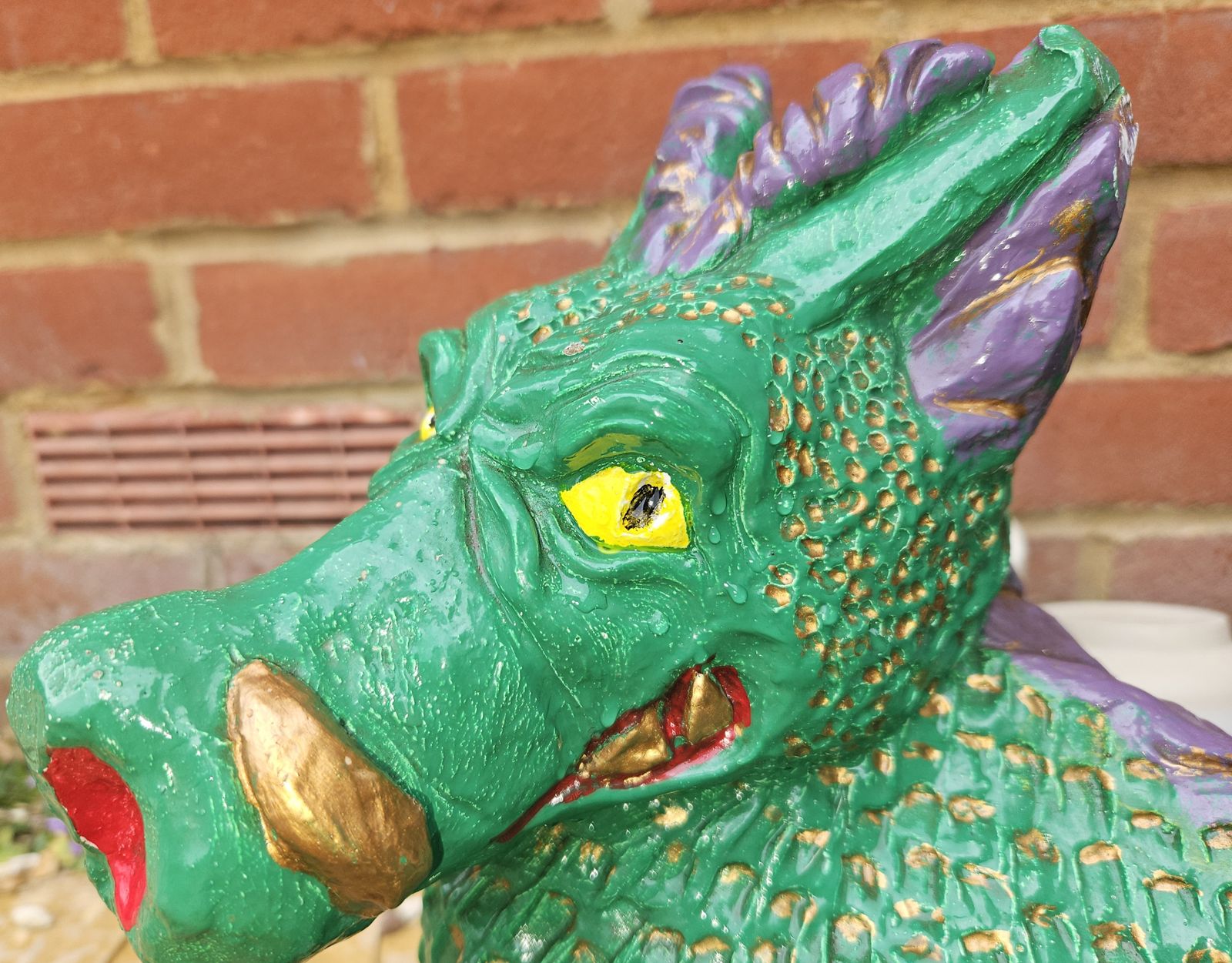 Dragon Concrete Garden Ornamental Statue Hand Painted Heavy Stone photo 195.0