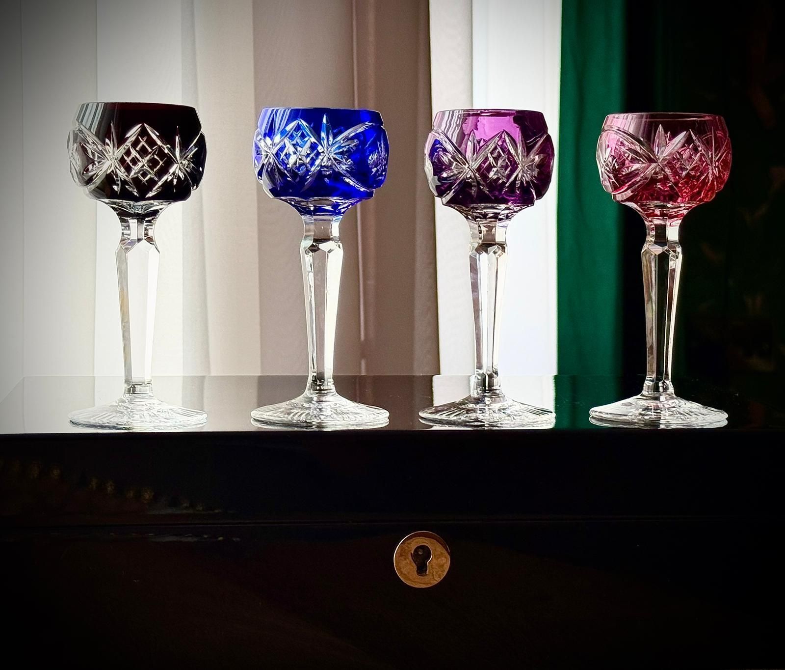 Nachtmann Traube Coloured Crystal Liqueur Glasses, Set Of 4, Bohemian Cut To Clear photo furniture