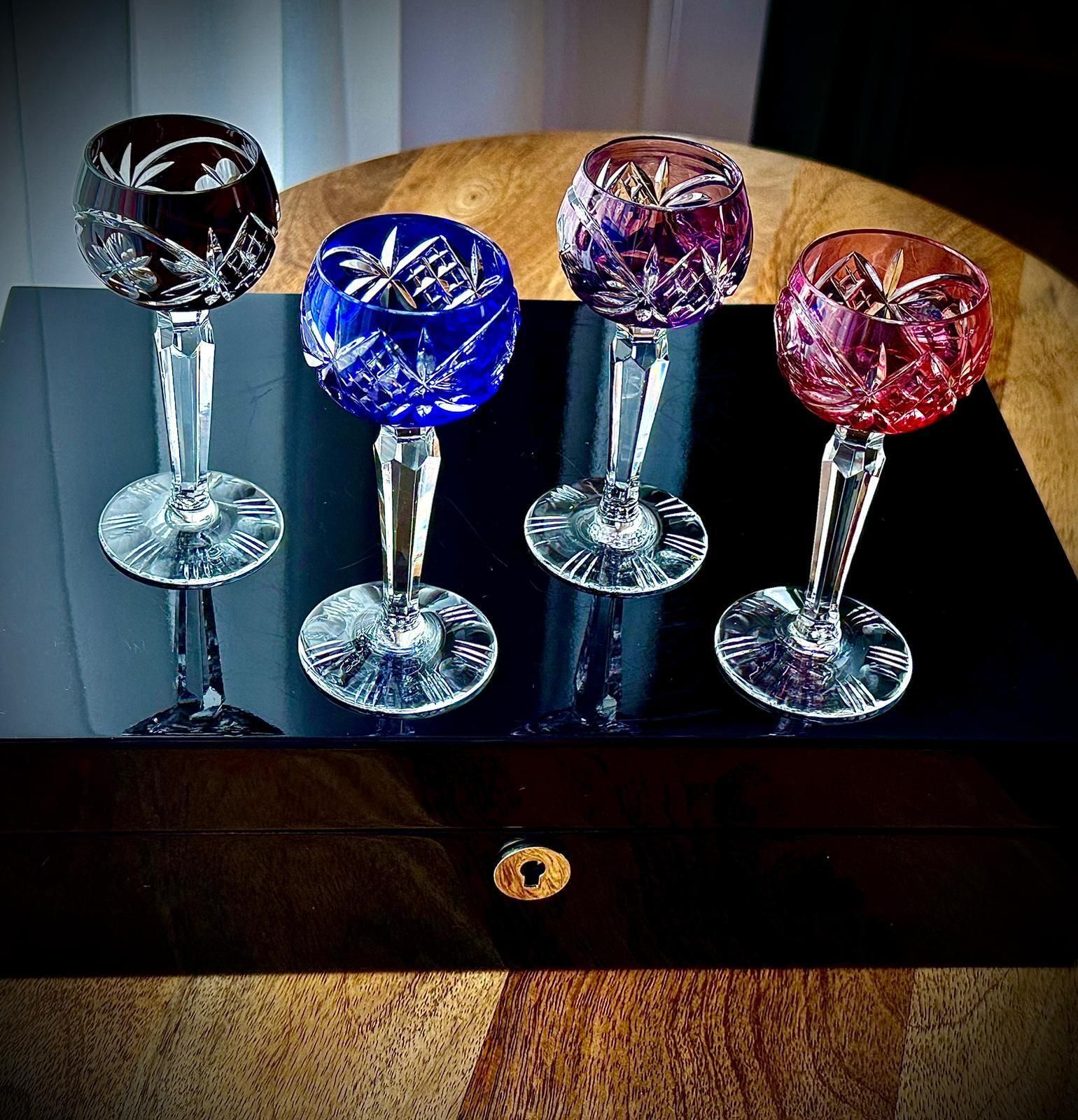 Nachtmann Traube Coloured Crystal Liqueur Glasses, Set Of 4, Bohemian Cut To Clear photo buy
