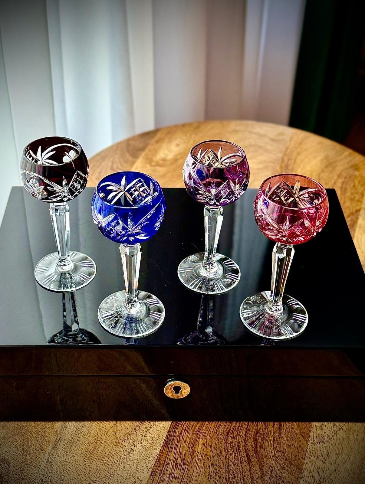 photo vinterior Nachtmann Traube Coloured Crystal Liqueur Glasses, Set Of 4, Bohemian Cut To Clear