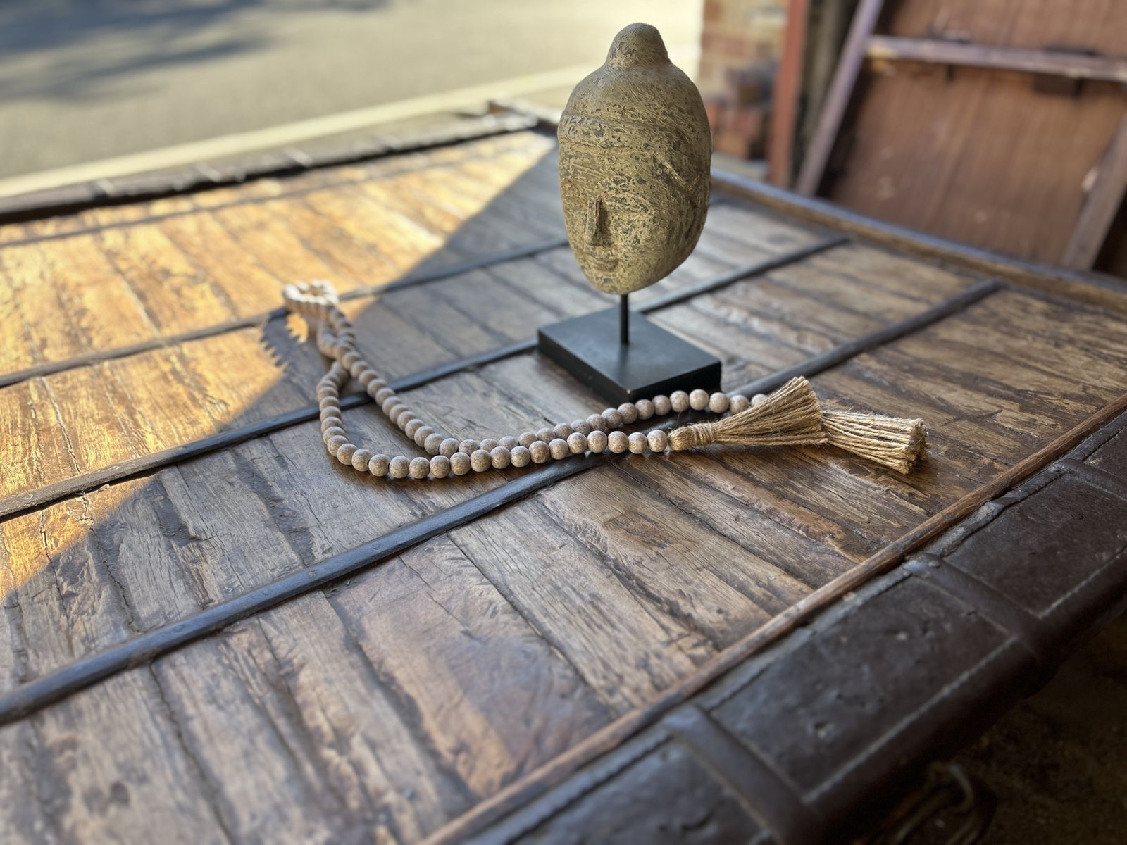 Antique Tibetan Ox Cart Wood And Metal Coffee Table photo for sale