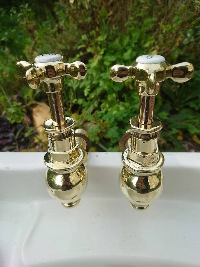 Victorian Brass Bath Taps: Polished Globe Faucets photo furniture