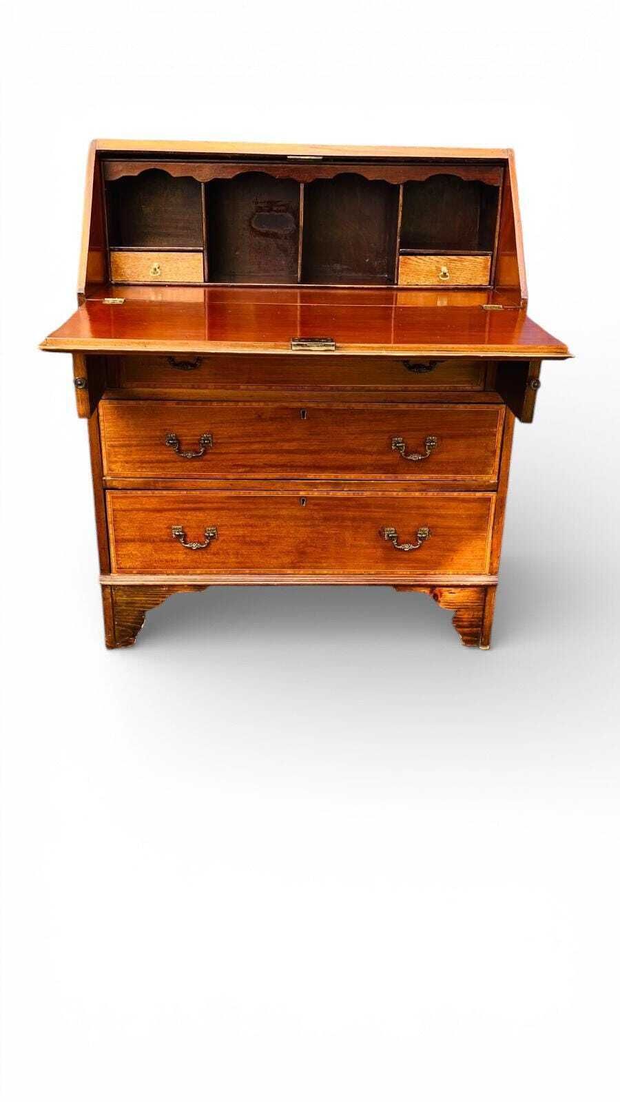 Antique Mahogany Bureau Writing Desk / Inlay Detail / C1930 photo 340.0