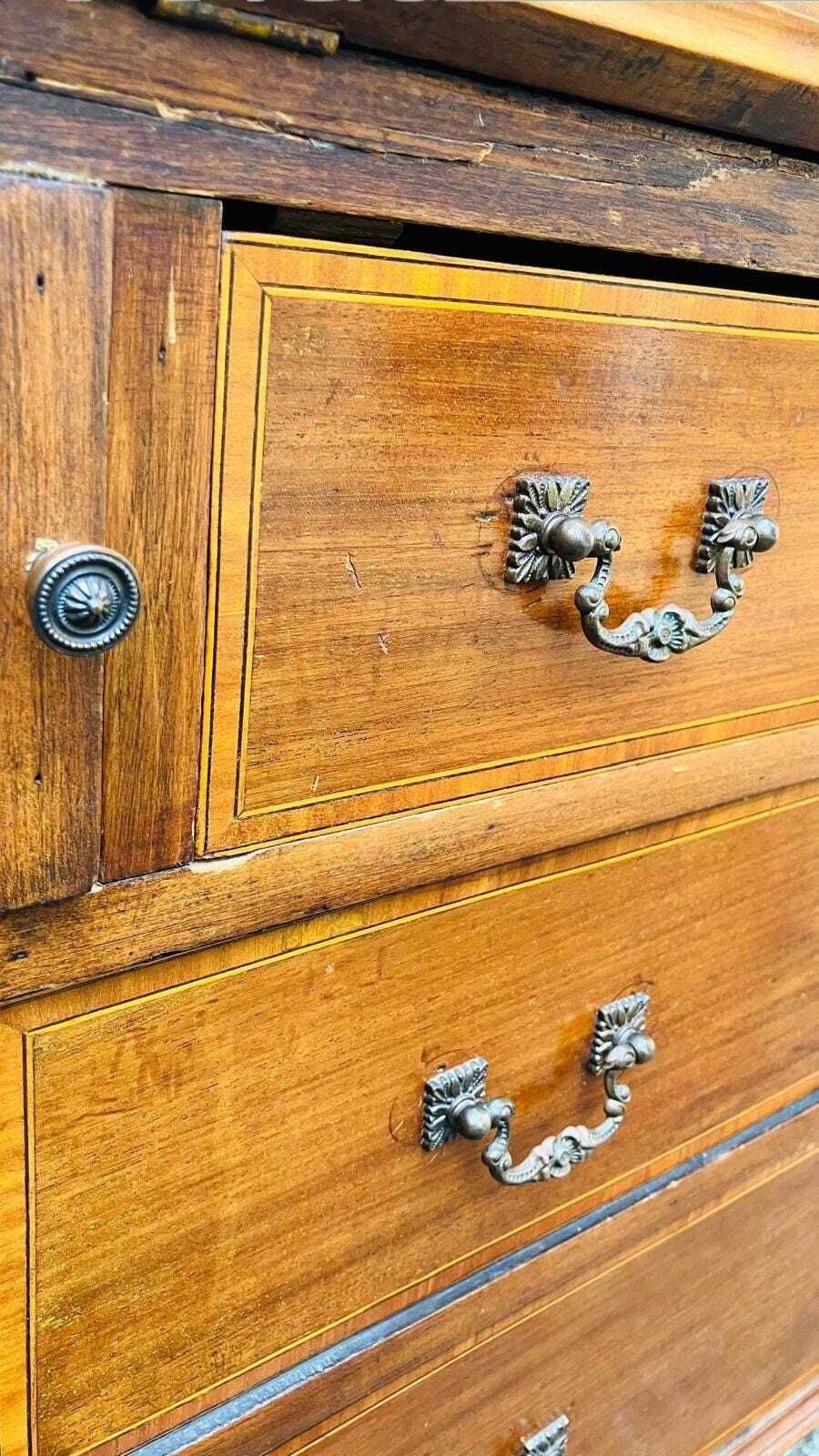 Antique Mahogany Bureau Writing Desk / Inlay Detail / C1930 photo buy