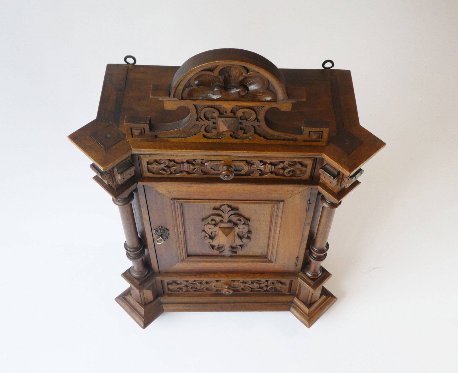 Antique Carved German Apothecary, Ornate Wooden 1900's Medicine Cabinet, Chest With Floral Details photo 904.0