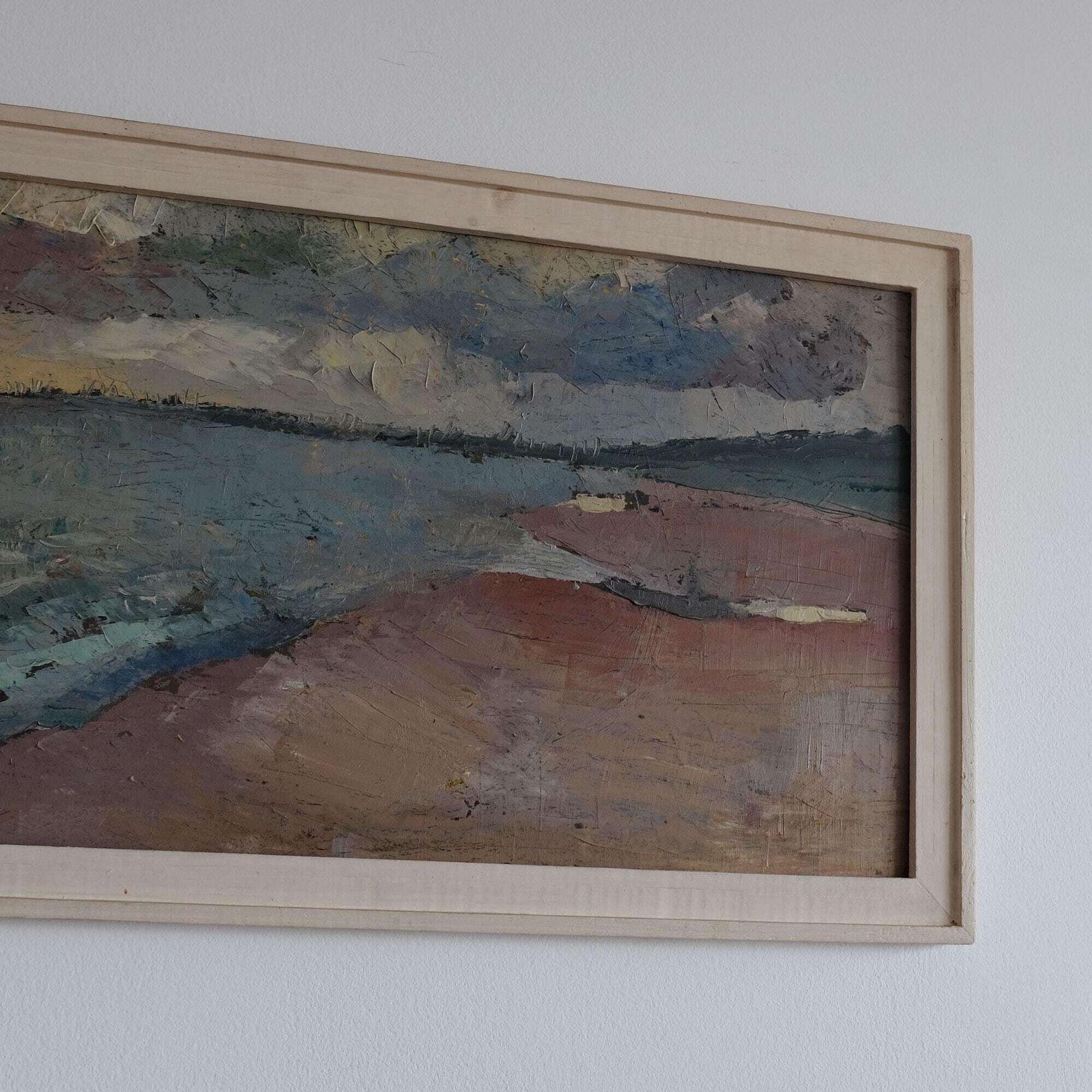 Vintage Polish Seascape Painting, Mid Century Landscape Oil Painting photo for sale