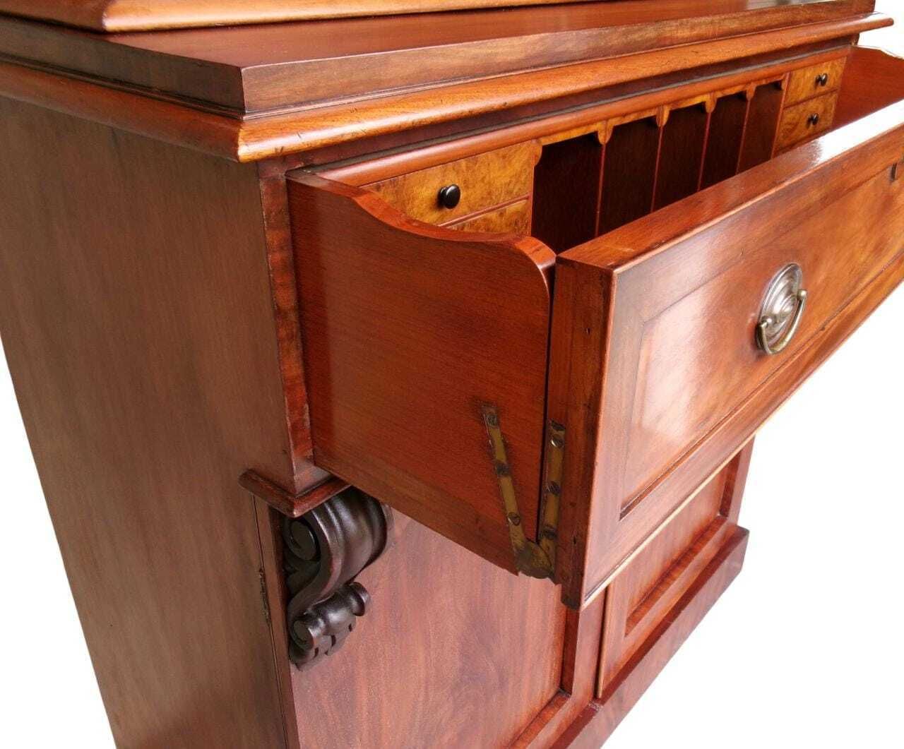Furniture C1835 Mahogany Georgian Secretaire, William IV Bookcase / Desk, Antique Furniture photo
