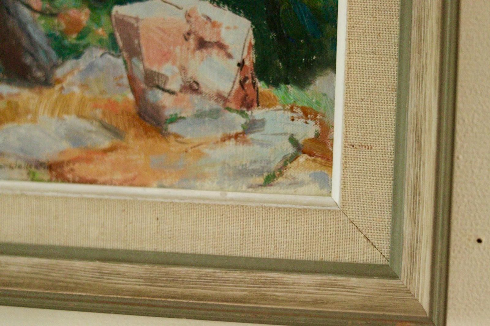 Original Vintage Oil On Panel – “Mountain Lighthouses Kullenberg" By Gunnar Wallentin – Framed, 24 X 25.5 Cm (9.4 X 10 In) photo vintage