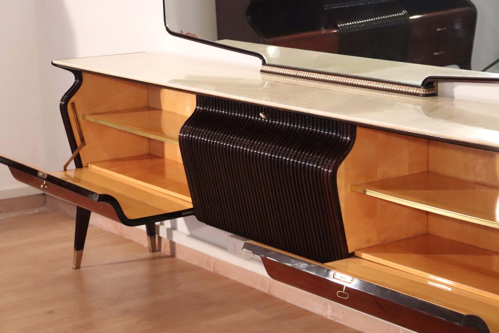 Mid Century Sideboard By Osvaldo Borsani, Mahogany Rosewood Onyx, Italy, 1950s photo furniture