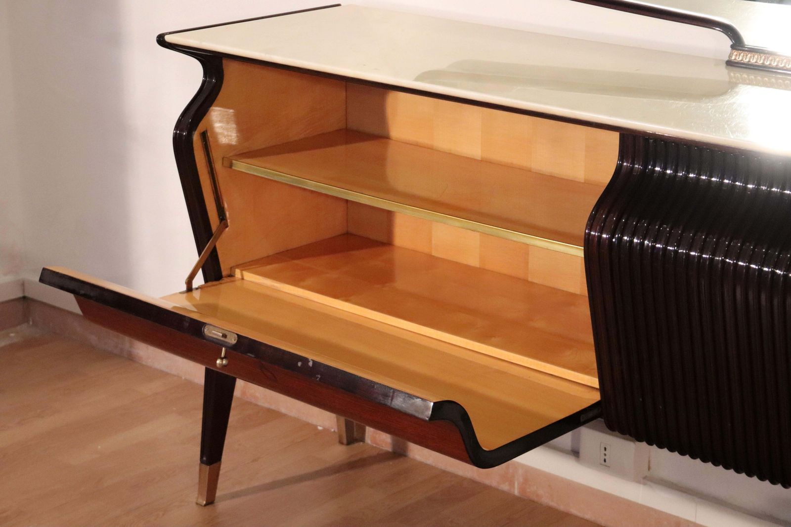 Mid Century Sideboard By Osvaldo Borsani, Mahogany Rosewood Onyx, Italy, 1950s photo for sale