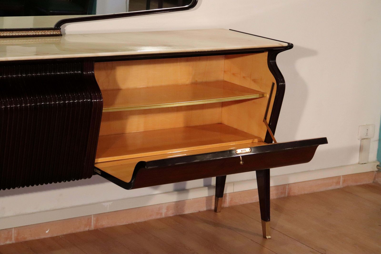 Mid Century Sideboard By Osvaldo Borsani, Mahogany Rosewood Onyx, Italy, 1950s photo Furniture