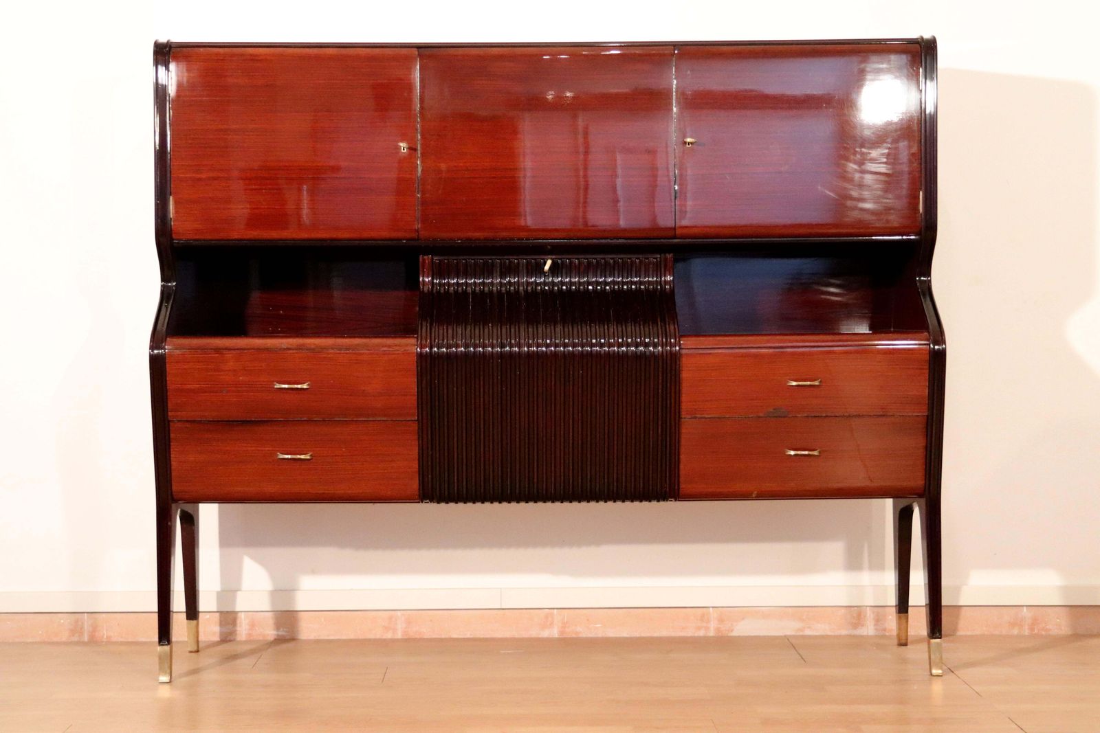 Mid Century Sideboard By Osvaldo Borsani, Mahogany Rosewood Maple, Italy 1950s photo 4999.0