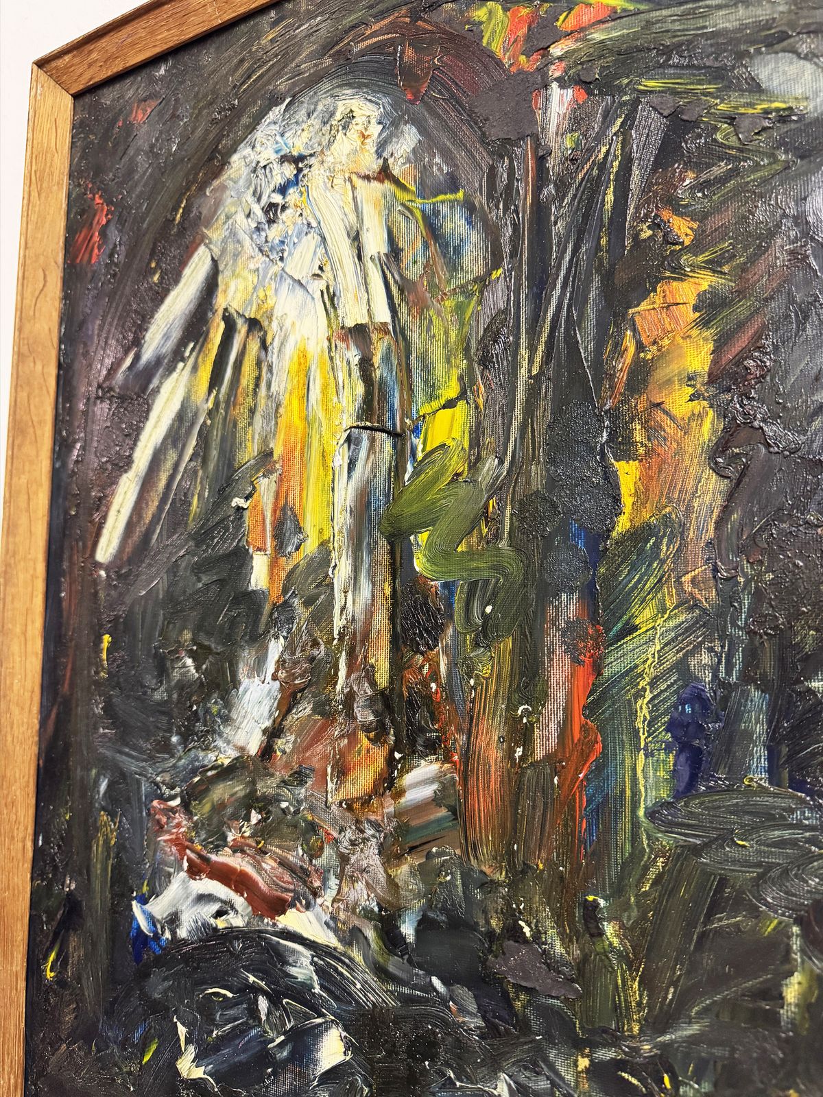 Mid Century Abstract Oil Painting Textured Expressionist Modernist Artwork Framed photo furniture