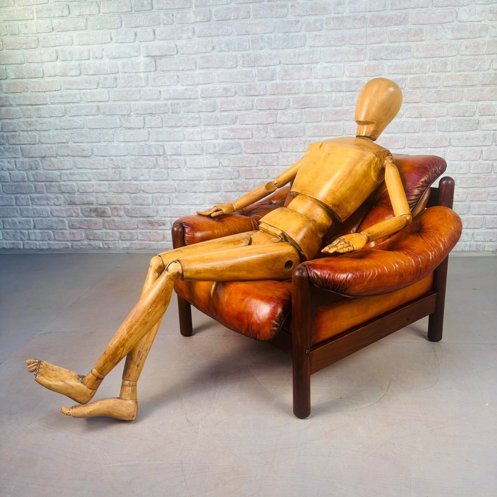 Vintage Swedish Cognac Leather Armchair Mid Century Scandinavian Lounge Chair photo furniture