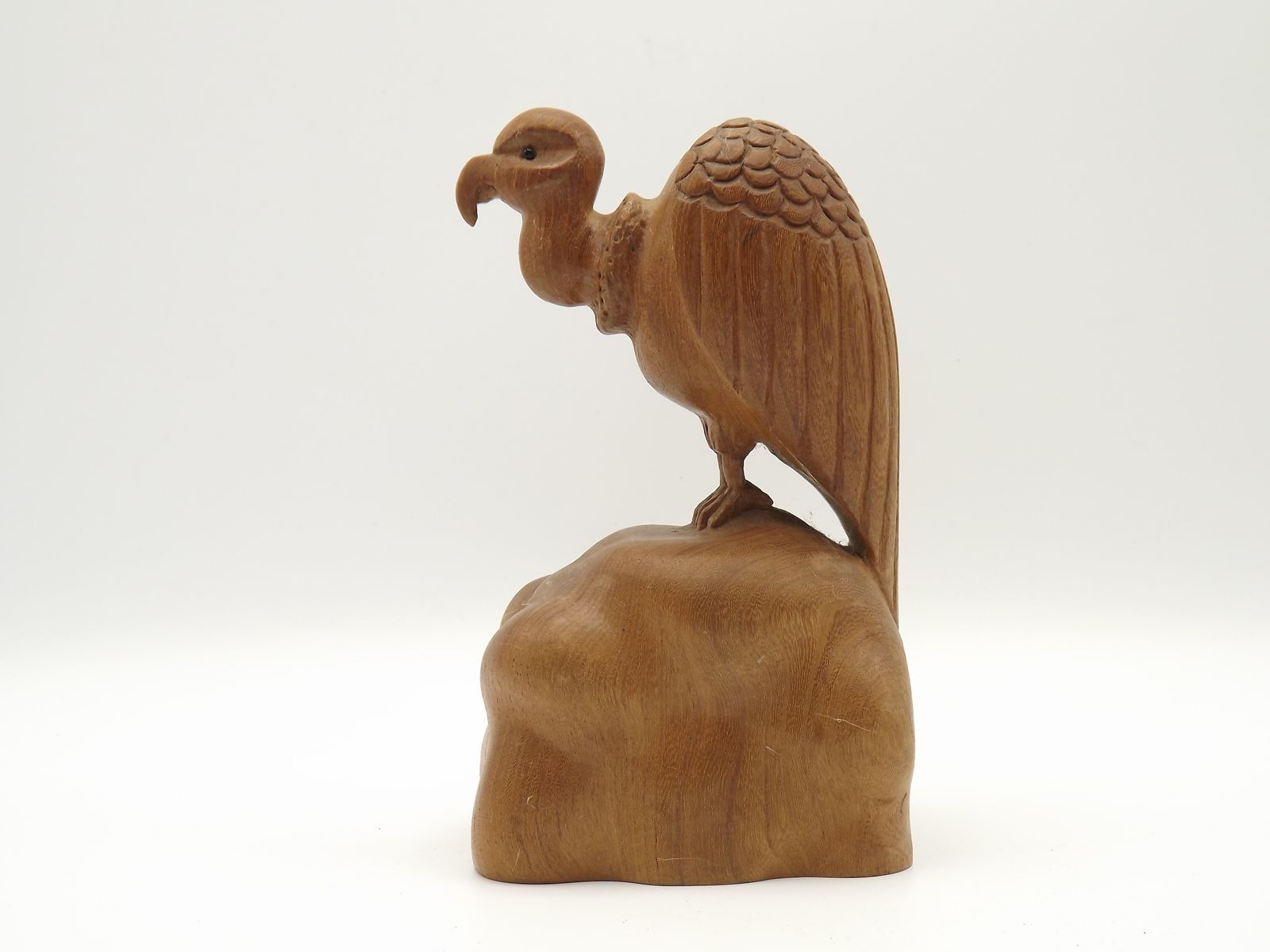 Unusual Pair Of Vintage Hand Carved Vulture On A Rock Wooden Book Ends photo buy