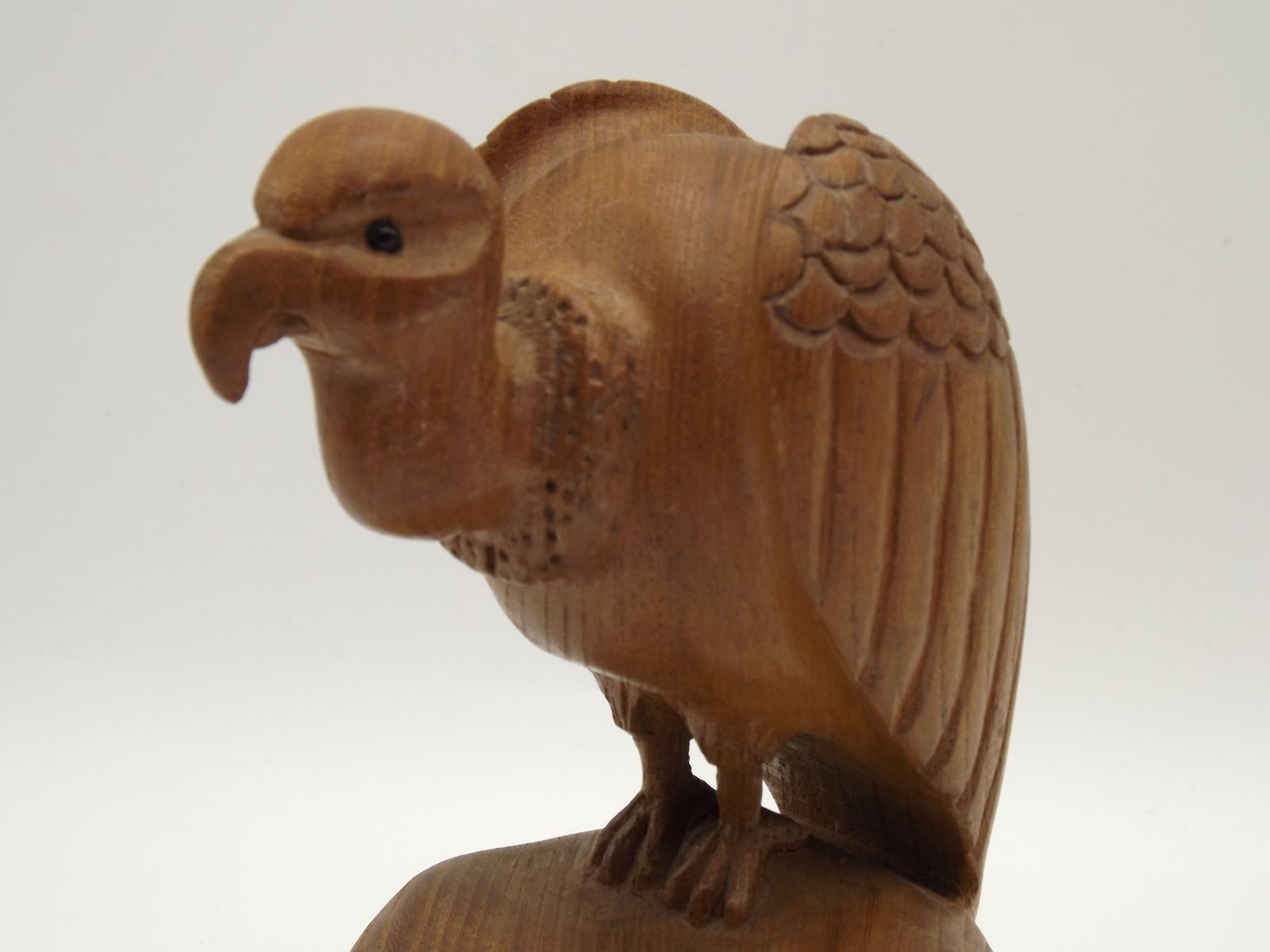 photo for sale Unusual Pair Of Vintage Hand Carved Vulture On A Rock Wooden Book Ends