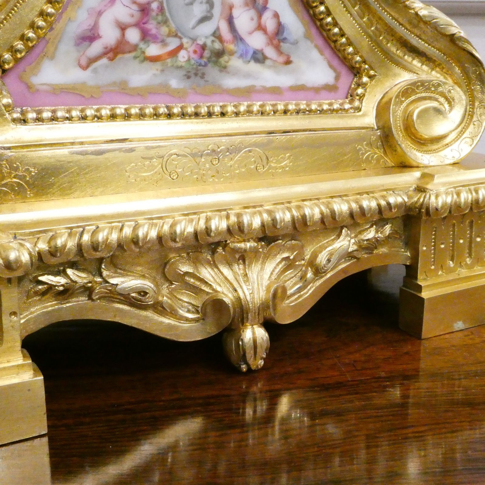 French Louis XV Style Gilt Bronze & Porcelain Mantel Clock By Jean Baptiste Delettrez photo vintage