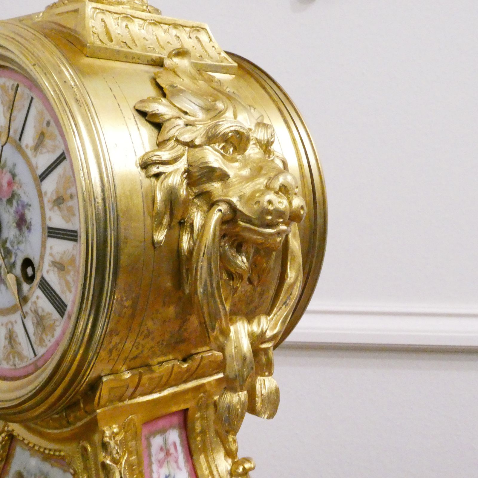 Home Decor French Louis XV Style Gilt Bronze & Porcelain Mantel Clock By Jean Baptiste Delettrez photo