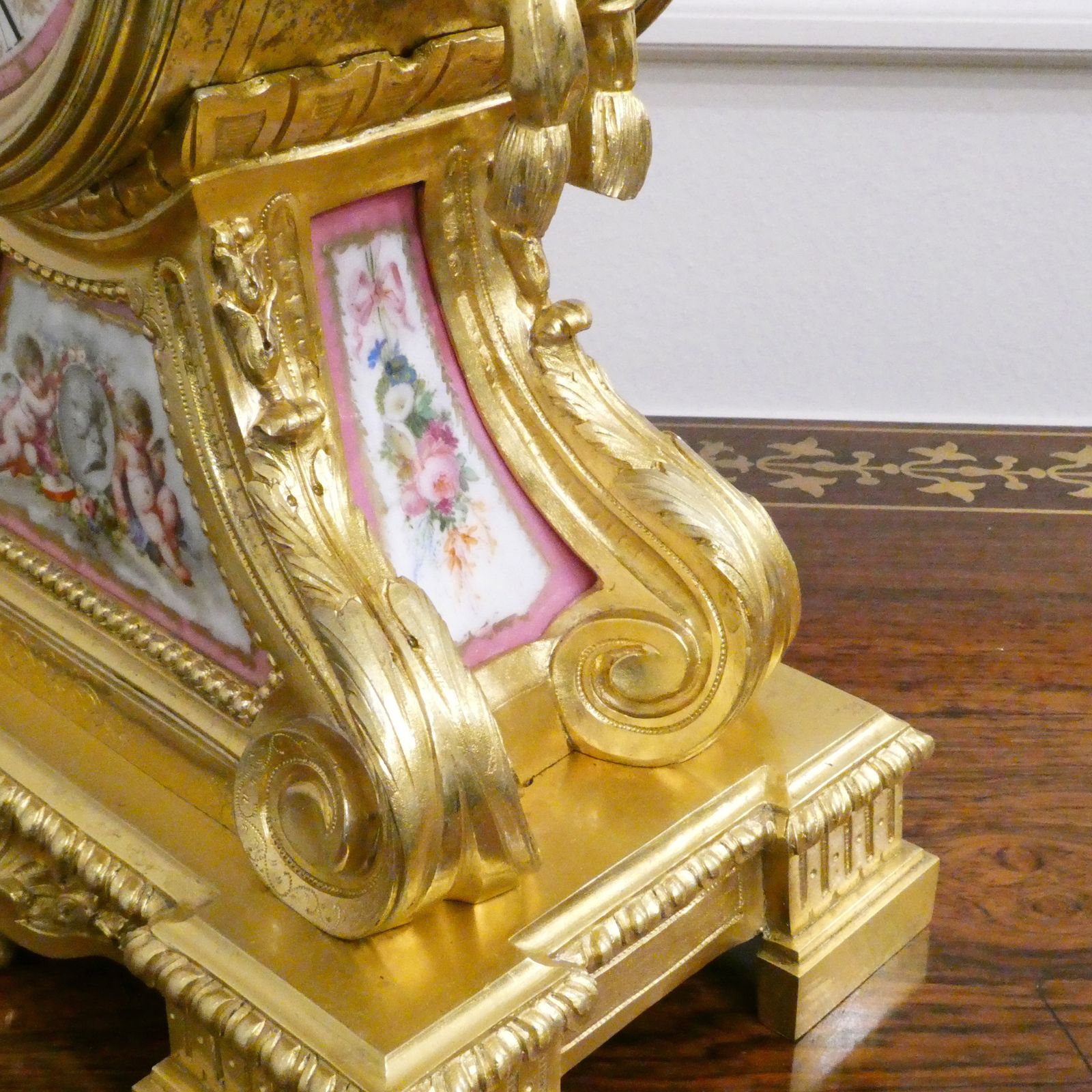 2200.0 French Louis XV Style Gilt Bronze & Porcelain Mantel Clock By Jean Baptiste Delettrez photo