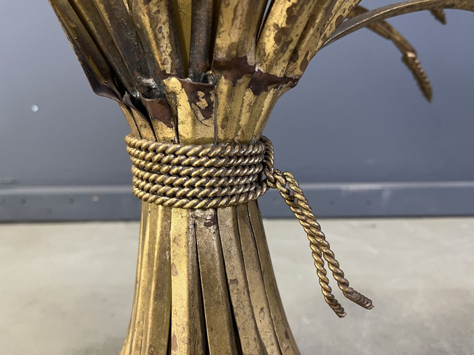 Vintage Gilt Metal Sheaf Of Wheat Coco Chanel Coffee Table, 1960s photo buy
