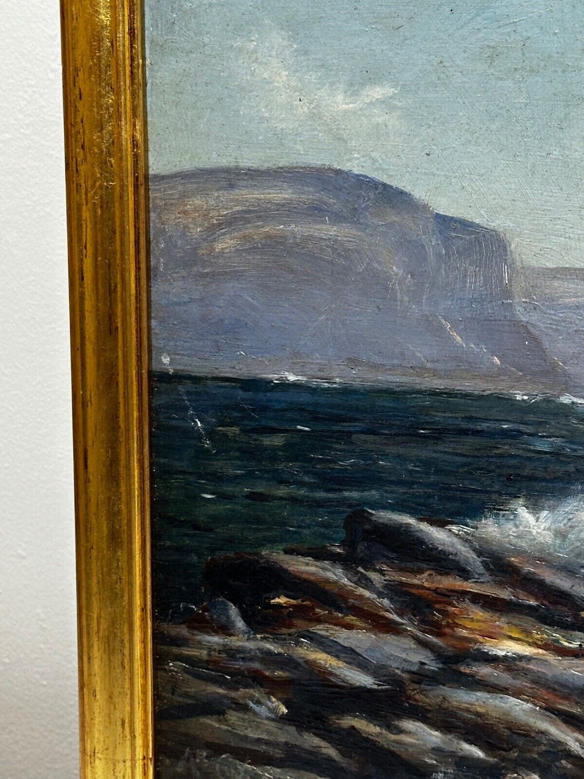 Antique 19th Century Marine Seascape Oil Painting – Spanish Head, Isle Of Man – Arthur Cox – Framed Coastal Landscape photo buy