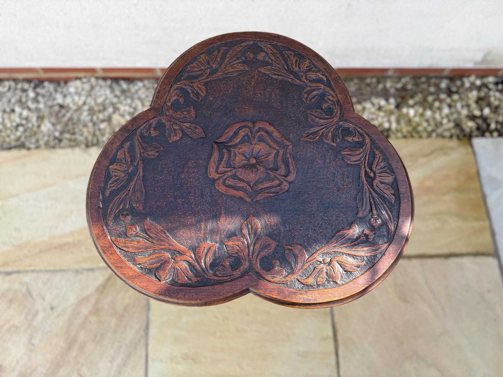 Antique Carved Top Table Antique Occasional Side Table Plant Stand photo for sale