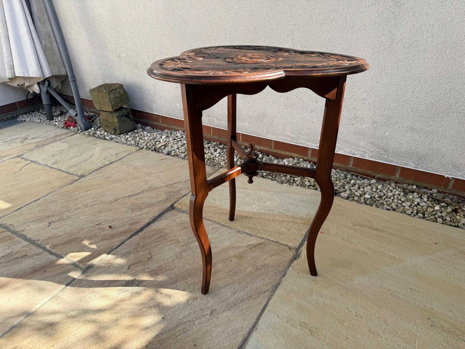 photo buy Antique Carved Top Table Antique Occasional Side Table Plant Stand