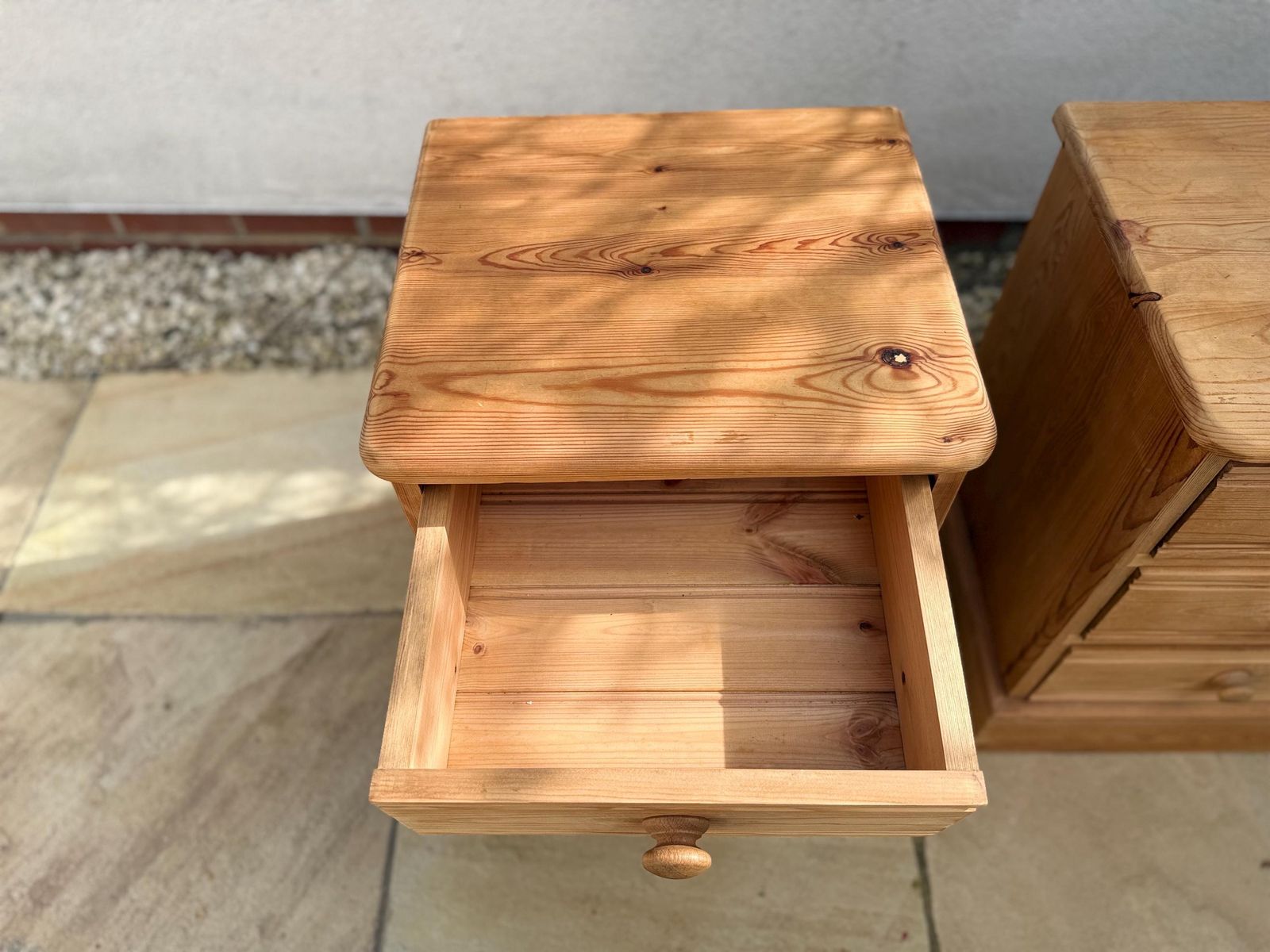 Pair Of Vintage Pine Pot Bedside Tables Drawers Lamp Stands photo Furniture
