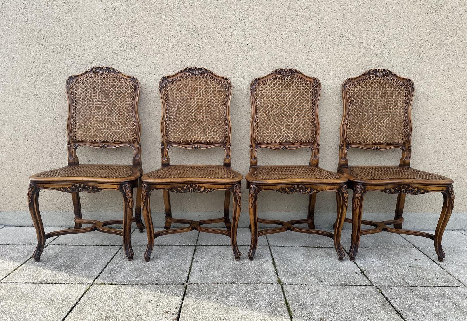 Original French Set Of Carved Louis Style Cane Dining Chairs photo furniture