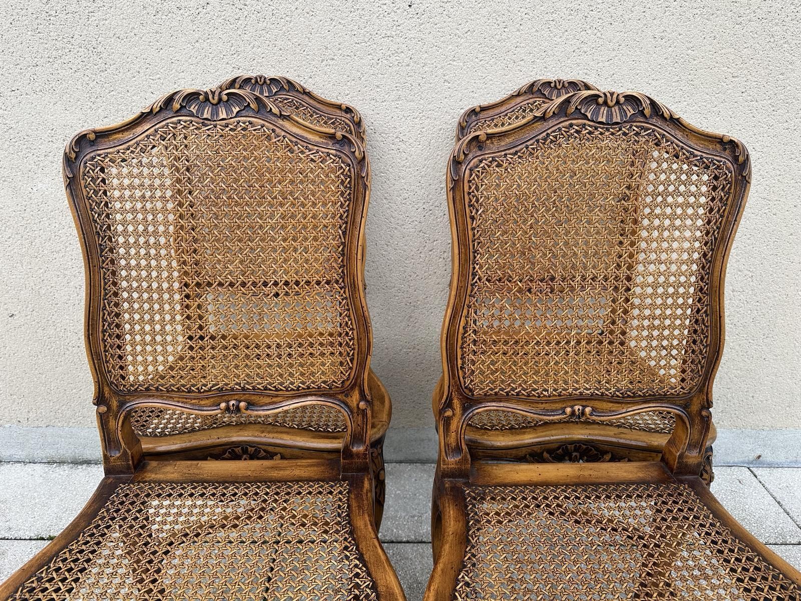photo furniture Original French Set Of Carved Louis Style Cane Dining Chairs