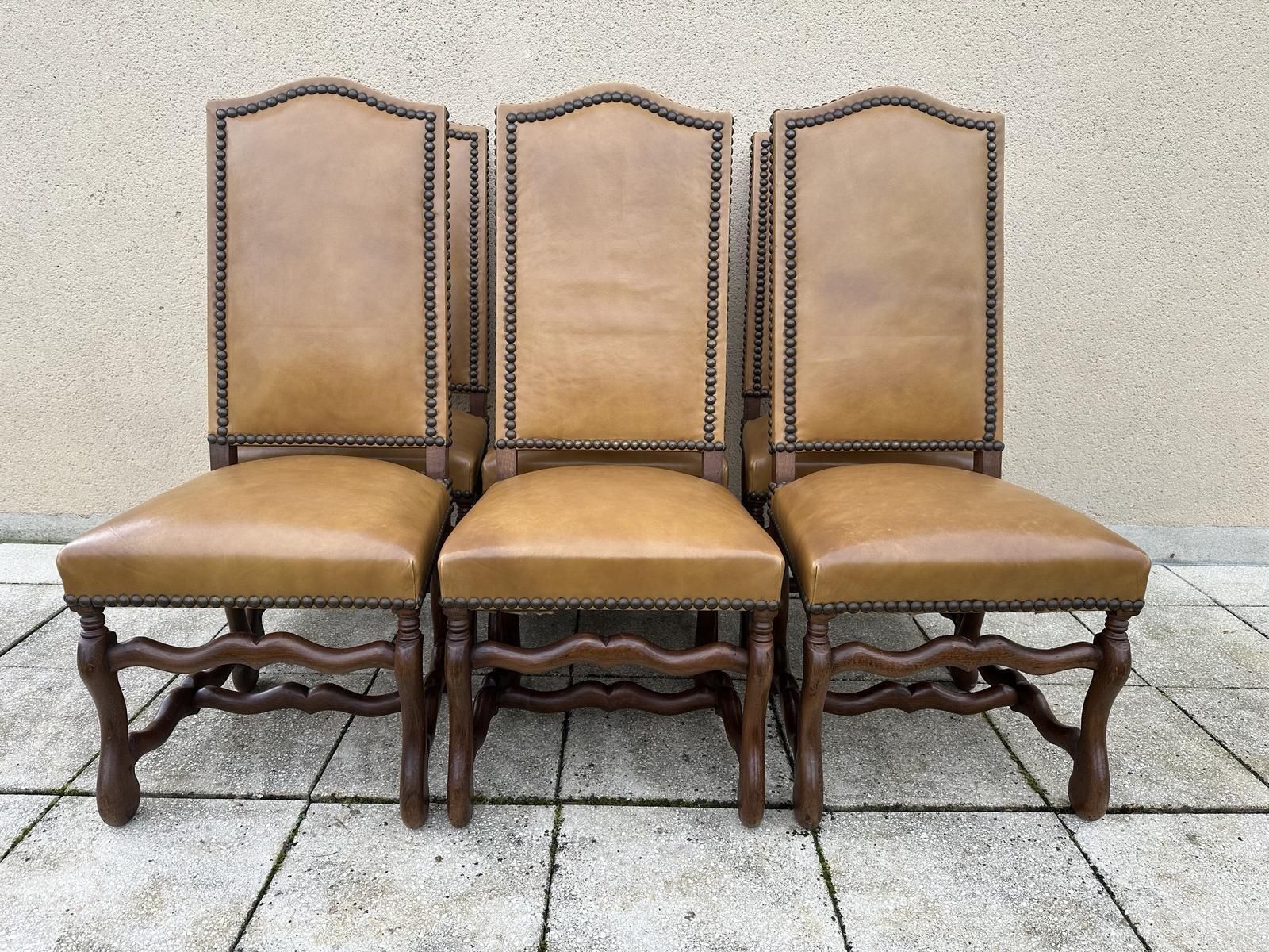 Original French Set Of 6 Os De Mouton Dining Chairs In Oak photo furniture