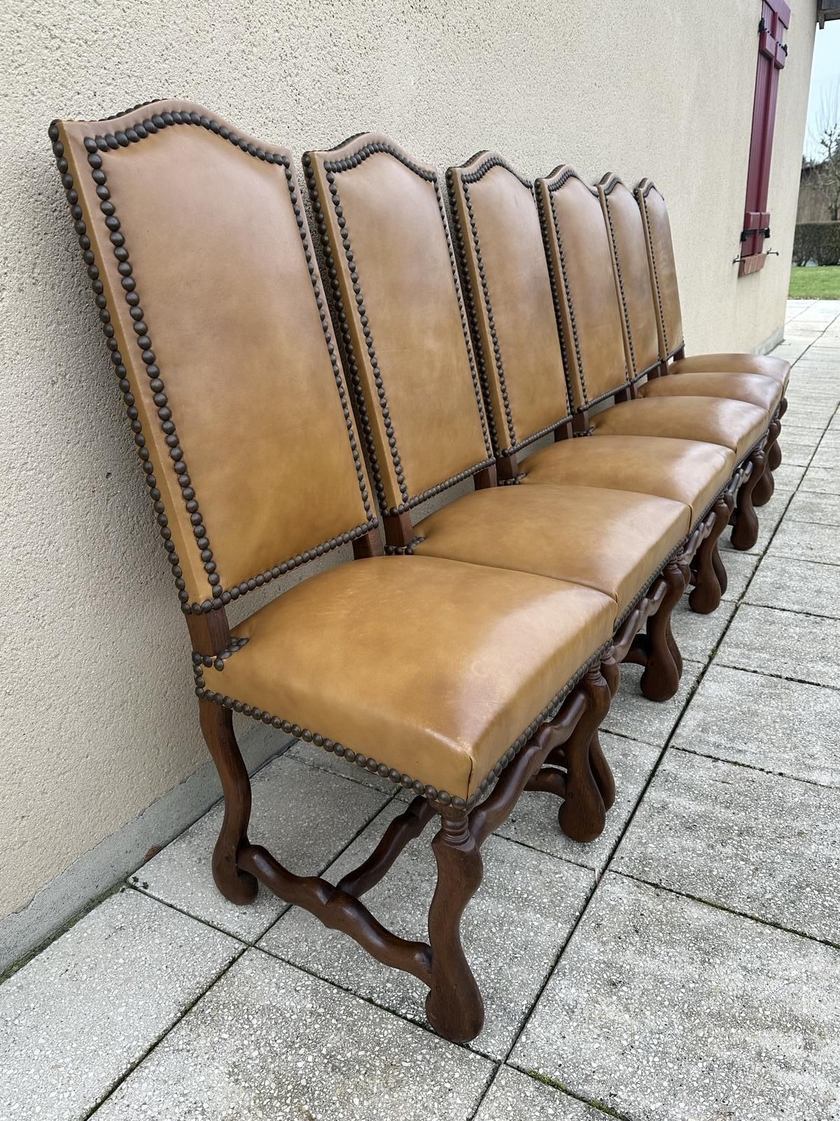 Original French Set Of 6 Os De Mouton Dining Chairs In Oak photo buy