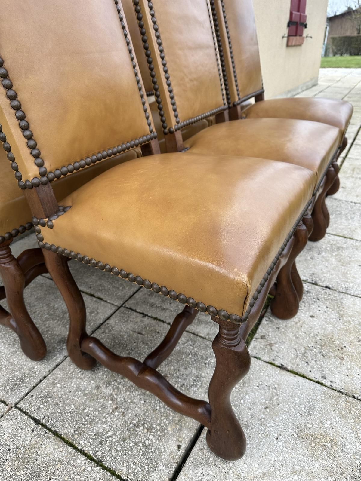 photo buy Original French Set Of 6 Os De Mouton Dining Chairs In Oak